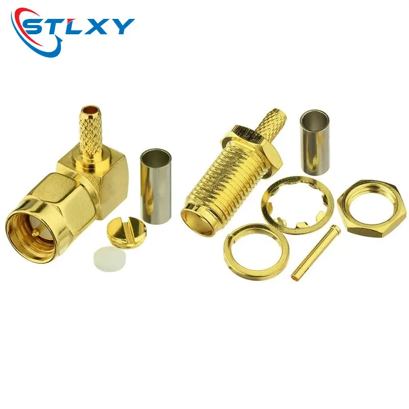 Stlxy 5Set SMA Female Adapter RF Connector SMA Male Jack Crimping for RG316 RG174 Cable Wire SMA Female Connector Adapter