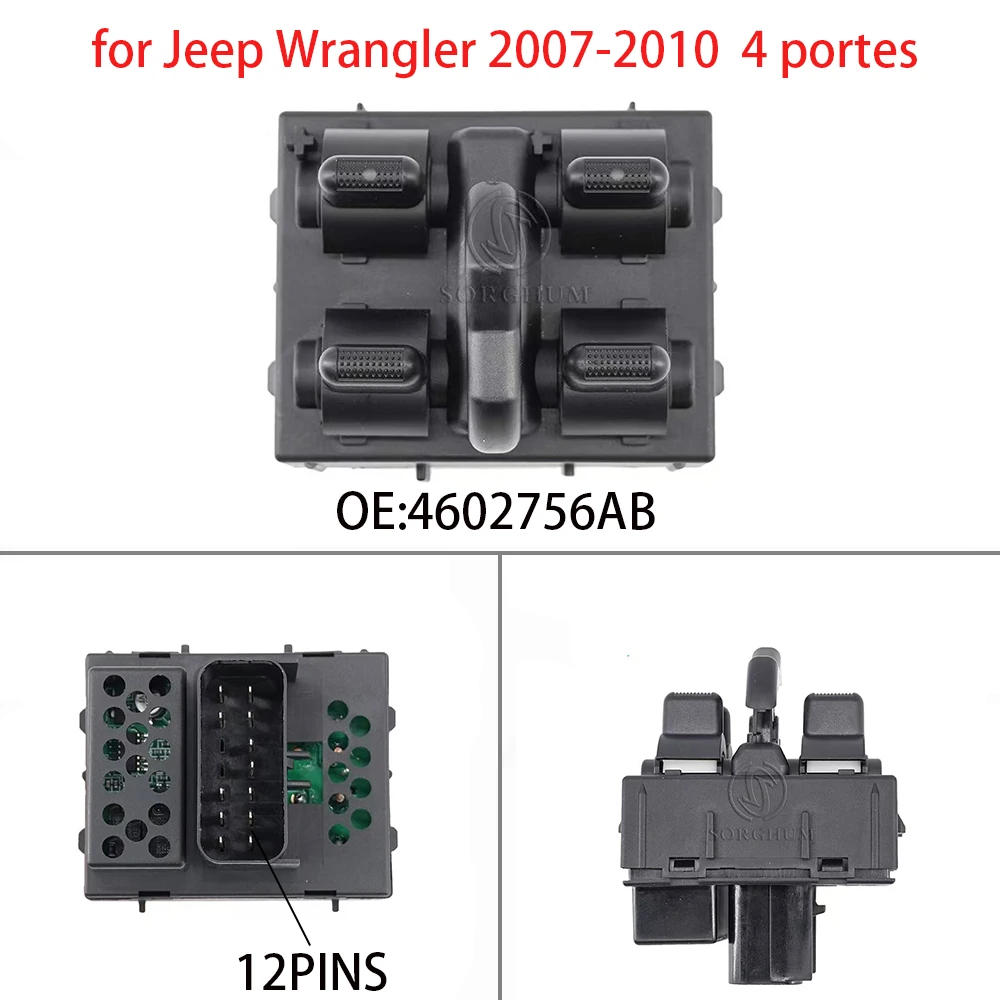 

4602756AB for Jeep Wrangler 2007-2010 4 portes Car electric window regulator switch assembly