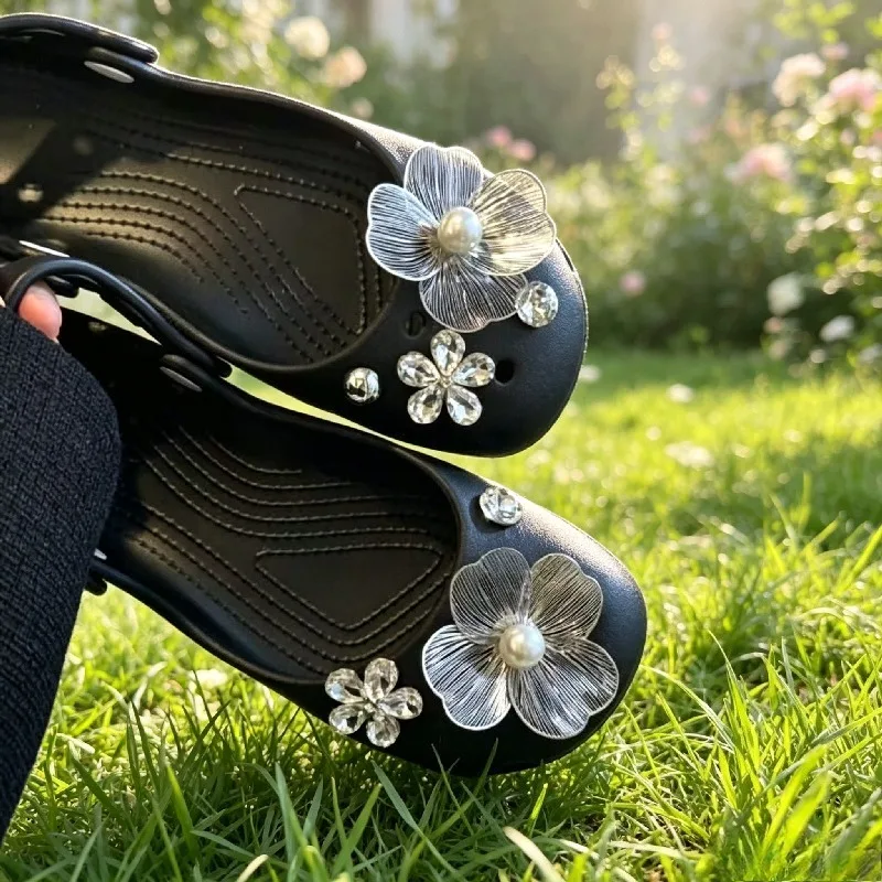 Original Shoe Charms Set Women Metal Flower corc charms pack fashion Flowing Ballet Shoe decorations DIY Shoe Accessories