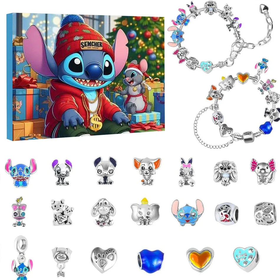 * Disney Stitch Mickey Christmas Advent Calendar Bracelets Xmas Countdown Calendar Diy Jewelry Making Kit Girls Surprise Gift - Image 4