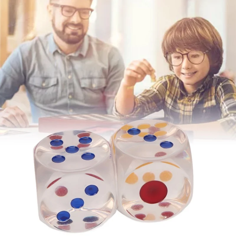 

2Pcs Dice Plastic Transparent Waterproof Antioxidant Number Dots 6 Sided Dice For Board Games Education 3.5cm