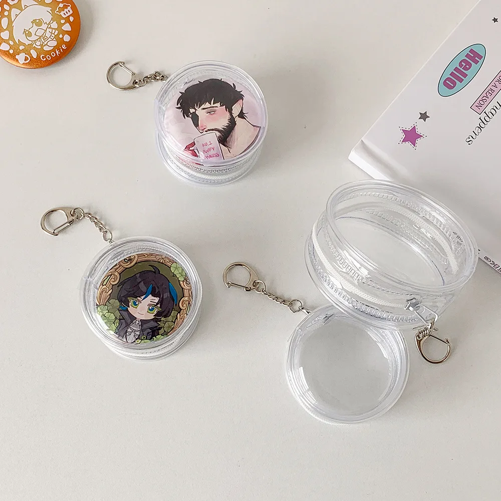 Round Clear PVC Transparent Cosmetic Bags Jewelry Organizer Portable Data Cable Earphone Coin Purse Storage Pouches