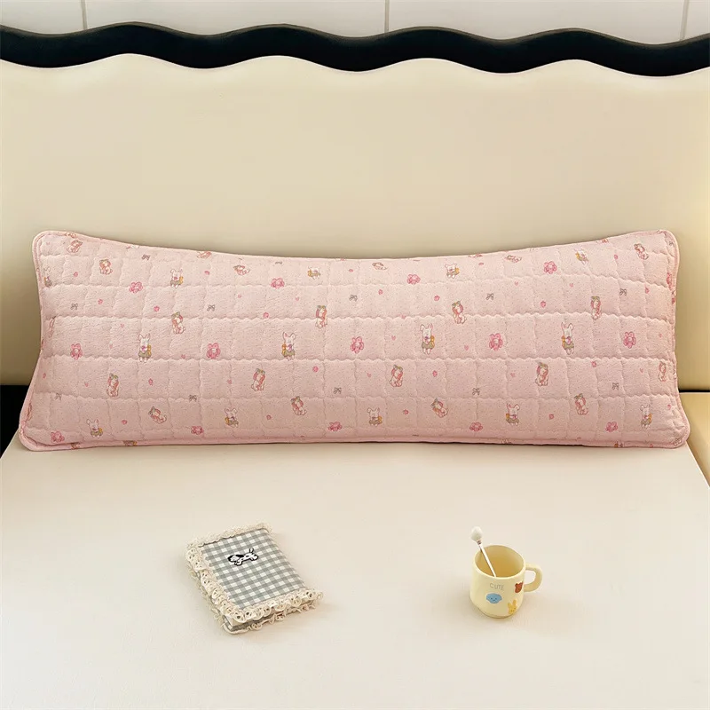 A-class double layered yarn clamped cotton long pillow cover for couples, extended and thickened pillow core cover