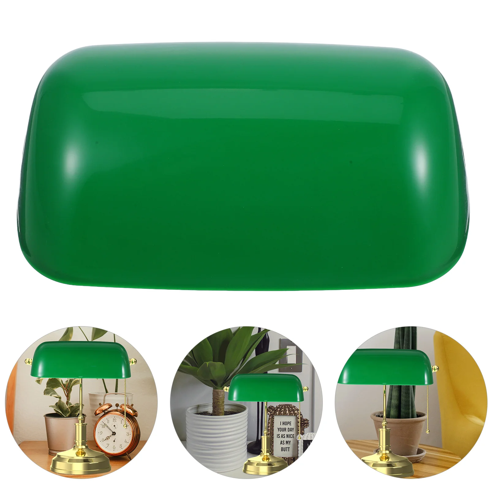 

Green Replacement Lamp Shade for Bankers Lamp Plastic Retro Style Desk Nightstand Table Light Fixture Cover Vintage Look