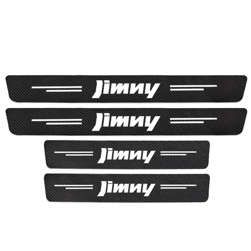 Carbon Fiber Car Threshold Stickers Door Sill Scuff Protector Plate For Suzuki Jimny 2000-2023 Trunk Door Bumper Scratch Guards