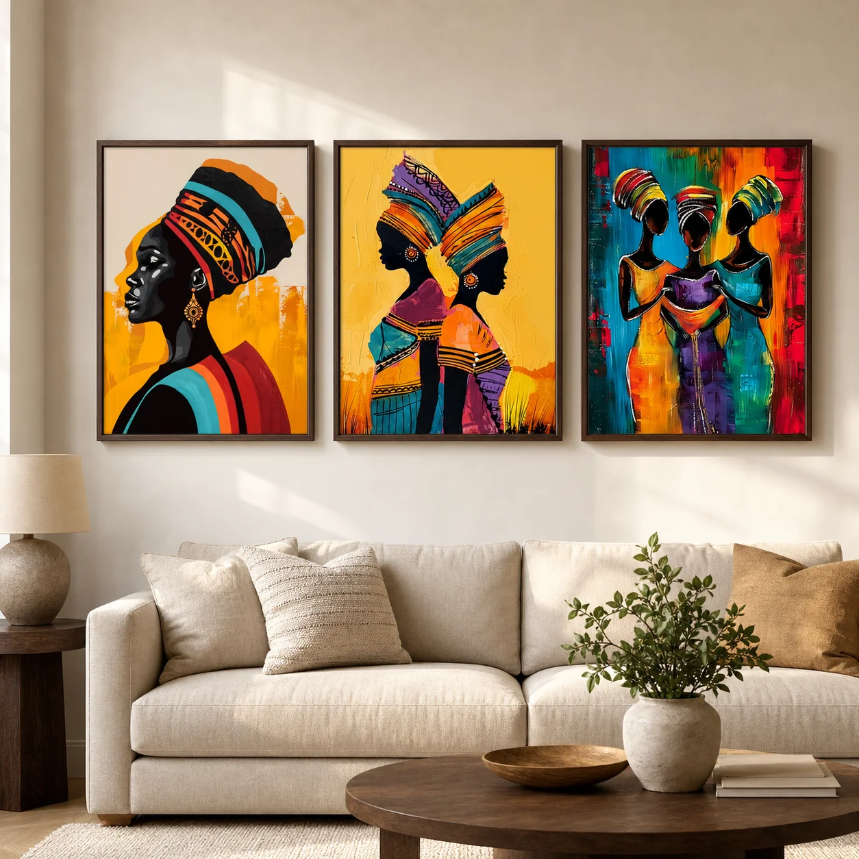 Abstract Wall Art Ethnic African Tribal Female Oil Painting Portrait Canvas Painting Western Style Living Room Wall Decor