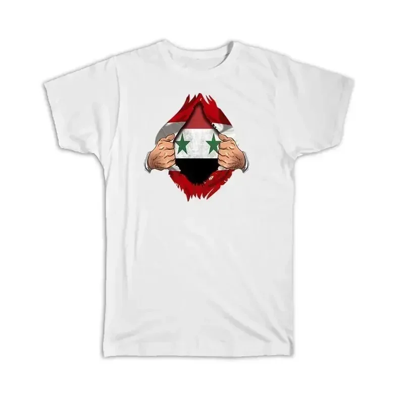 Syria Danish Flag Chest Syrian T shirt