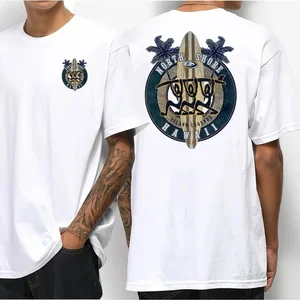 Hawaiian Traditions North Hawaii Men's Surf Women's White 100% Cotton Comfortable T-shirt-sket 12 Main Sales Surf Shirt - №7