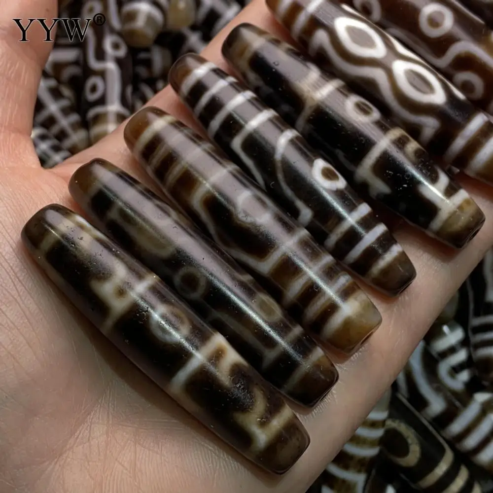 Natural Tibetan Agate Onyx Dzi Beads For Necklace Bracelet Handmade DIY Jewelry Accessories 13x58mm Vintage Stone Bulk Beads