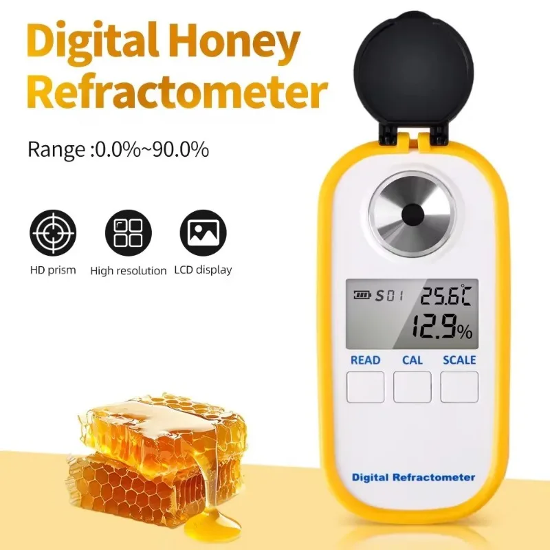 Digital Sugar Refractometer Honey Refractometer Sugar Content Tester Brix 0-94% 0-90% 0-50% ATC Refracto Meter for Fruit Juice
