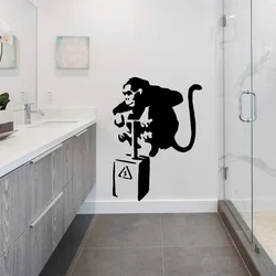 Banksy Monkey with Explosives Wall Decals Vinyl Art Home Decoration Room Bedroom Stickers Removable Interior Decor Murals G102