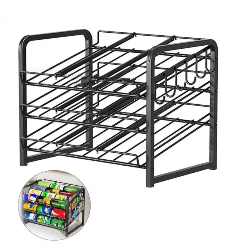 

Dispenser Beverage Organizer Shelf Capacity Automatic Rolling Storage Rack for Beer Soda in Fridge 2 Tiers Organizer Dispenser