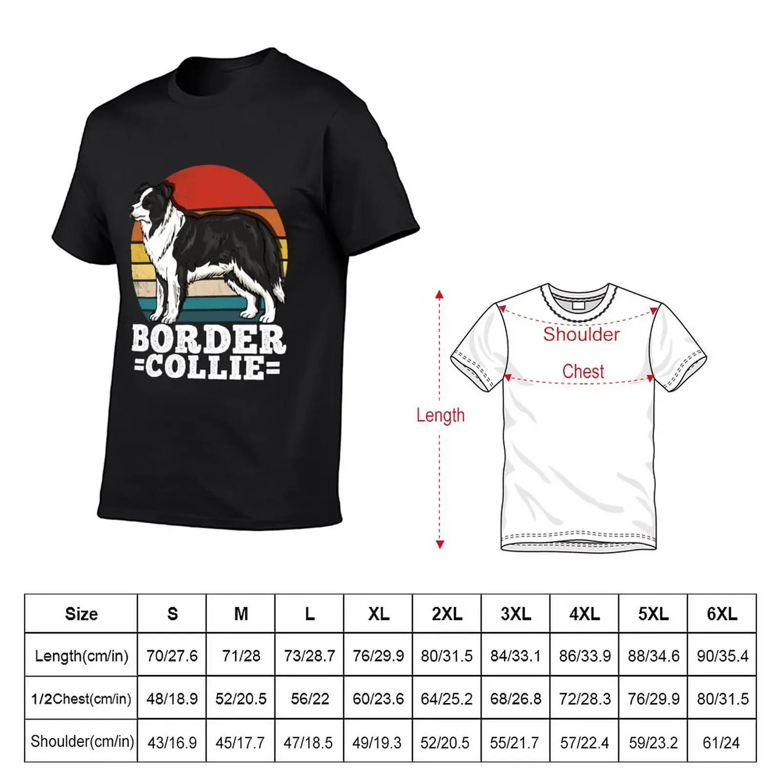 Border Collie Dog Lover Retro T-Shirt hippie clothes aesthetic clothes Blouse men clothes