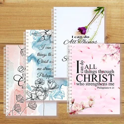 Philippians 4:13 Quote - I Can Do All Things Through Christ Who Strength Me - A5 Spiral Notebook Christian Bible Note Book Faith