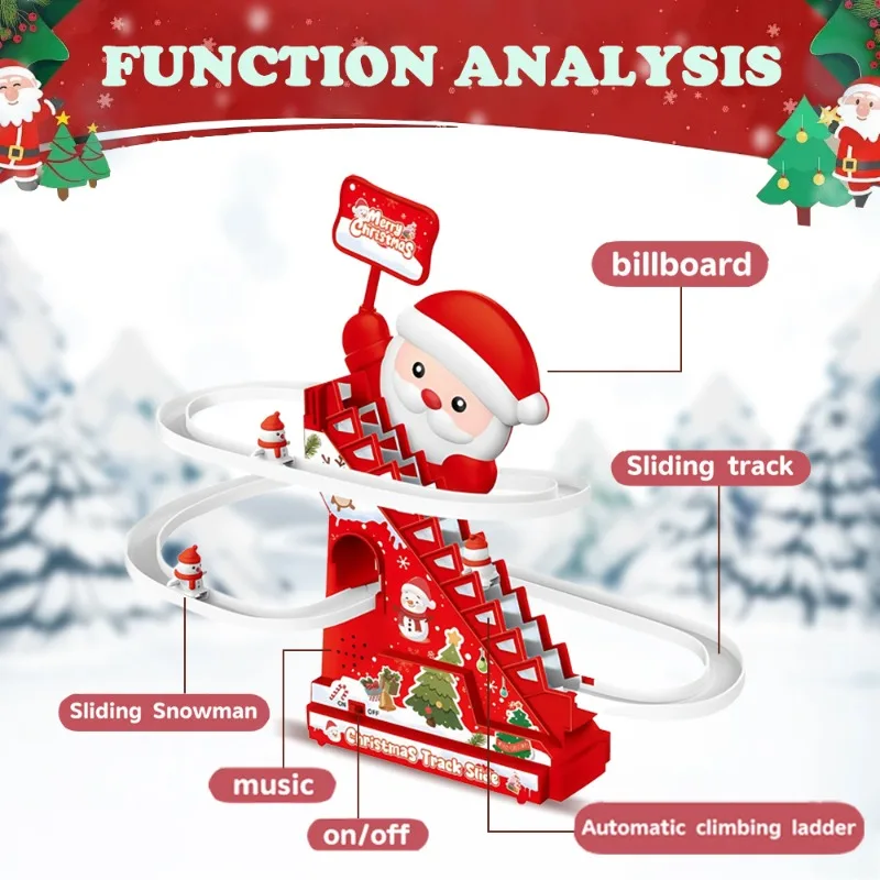 Kinderen Kerst Speelgoed Trap Klimbaan Auto Kerstman Speelgoed Set Glijbaan met Muziek Licht Feestartikelen Nieuwjaar Geschenken 2025