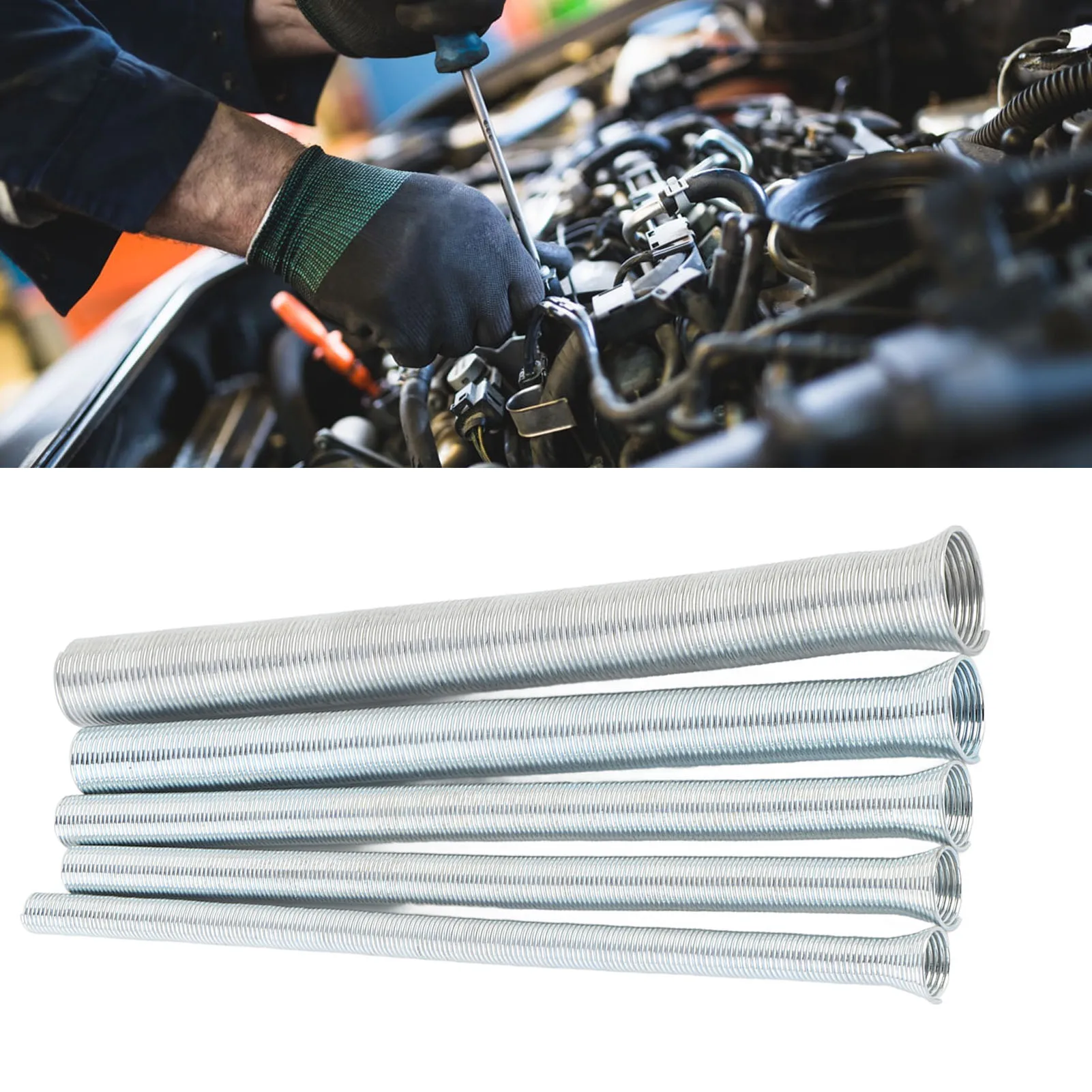 

210mm Spring Tube Bender Set - 5 Sizes (1/4" to 5/8") for Copper, Brass, Aluminum & Steel Pipes