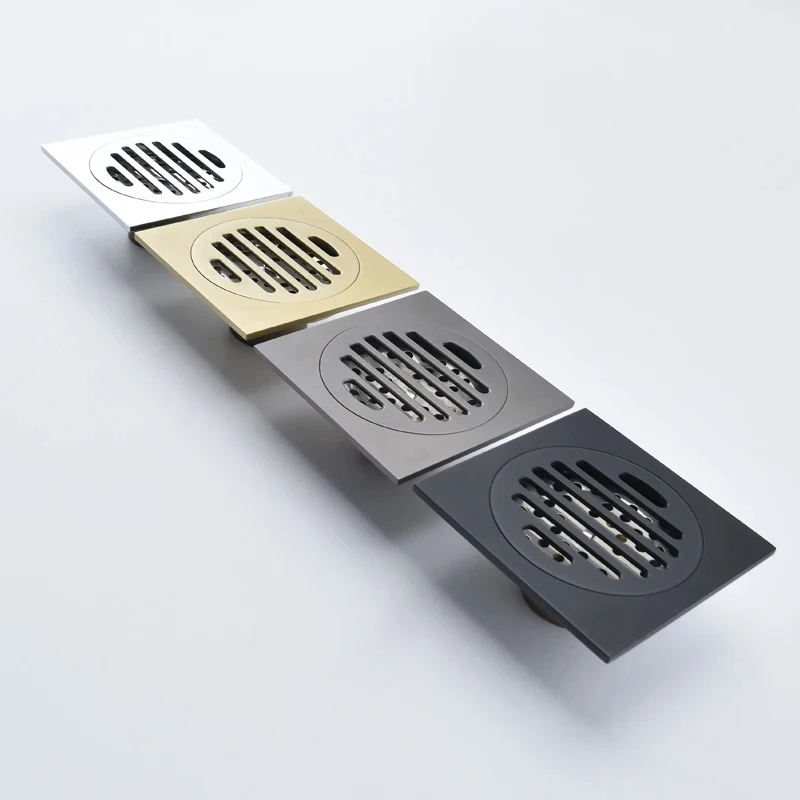Bathroom Square Floor Drains Solid Brass Shower Floor Drains Tile Insert Invisible Drain Channel Black Floor Drains