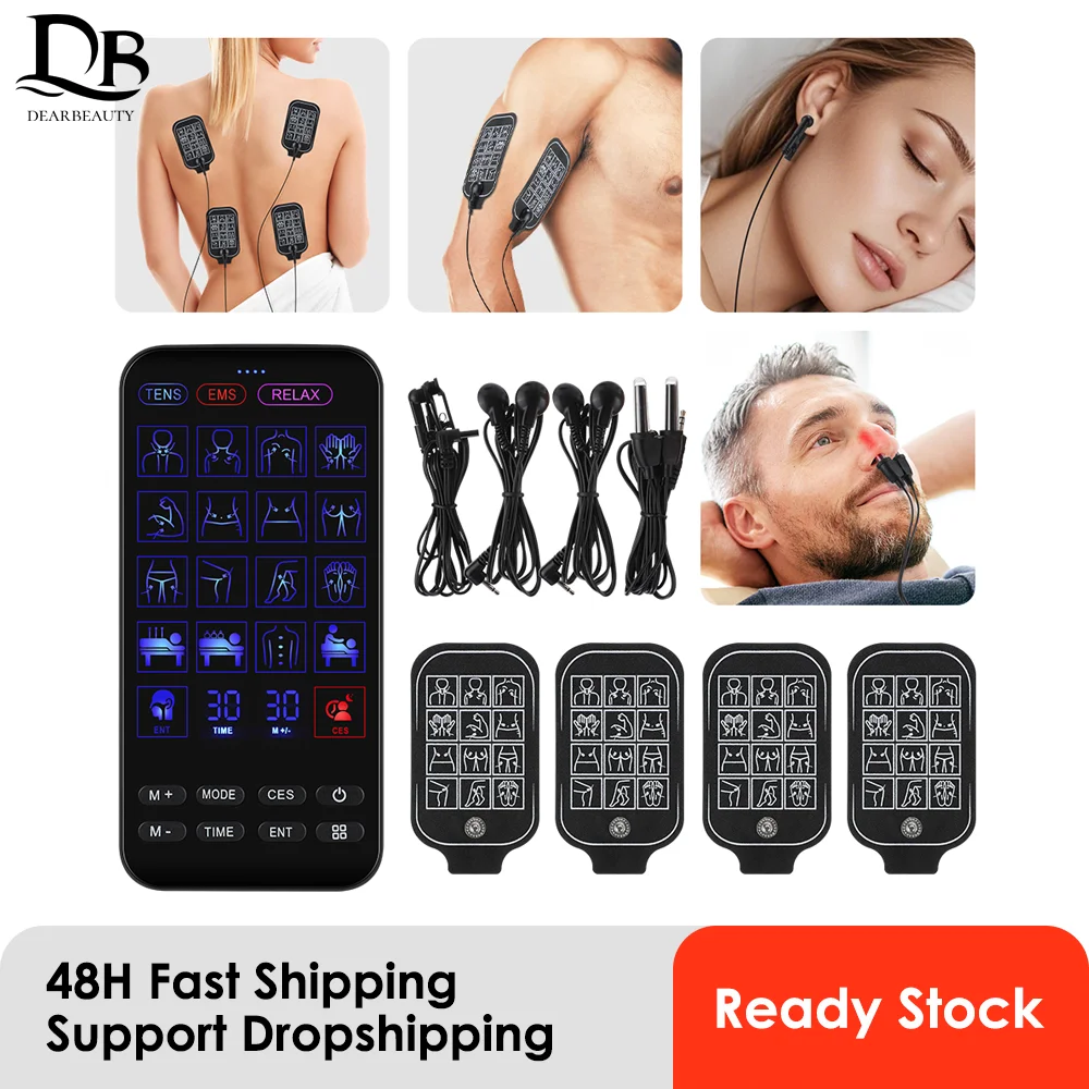 

Dual Channel EMS Machine And TENS Massager Portable Electro Muscle Stimulator for Pain Relief Body Shaping And Muscle Recovery