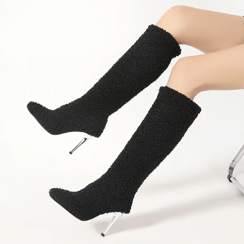 Shoes for Women 2023 New Sexy Stiletto High Heel Women's Knee-High Boots Winter Warm Thigh High Boots Botas Largas De Mujer