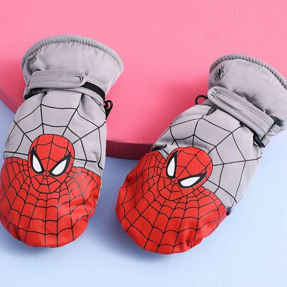 قفازات الرجل العنكبوت للأطفال شتاء دافئ مقاوم للماء مبطن بالقطيفة للأولاد والبنات قفازات التزلج في الهواء الطلق وركوب الدراجات والطقس البارد #2