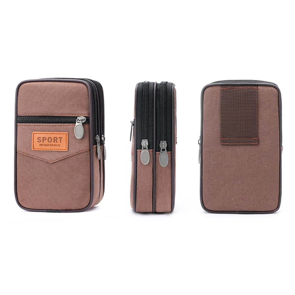 

Men Outdoor Sports Waist Bag with Multi Pockets Canvas Change Pouch Coin Pocket Bag Zipper Coin Purse for Coins for Best Gift
