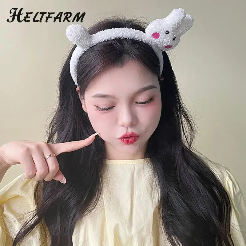 Funny Women Girsl Wash Face Make Up Hair Hoop Hair Accessories 1pcs Cute Cartoon Cat Rabbit Plush Hair Band