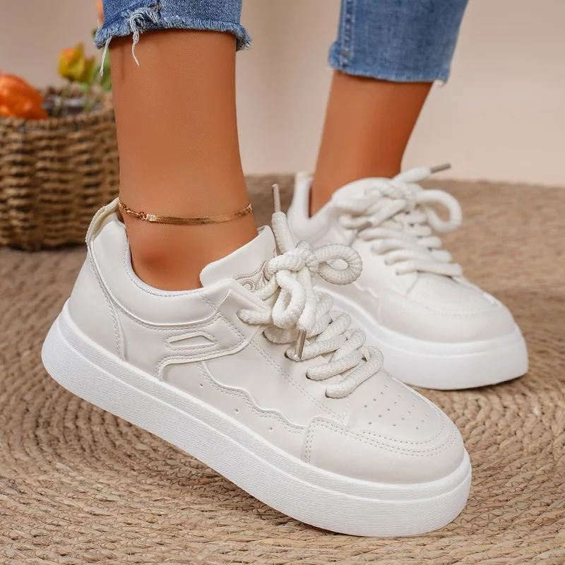 Sneakers Women's Breathable Platform Lace-up Sneakers Canvas Shoes Lace-up Black Running Tennis Vulcanized  Zapatos De Mujer