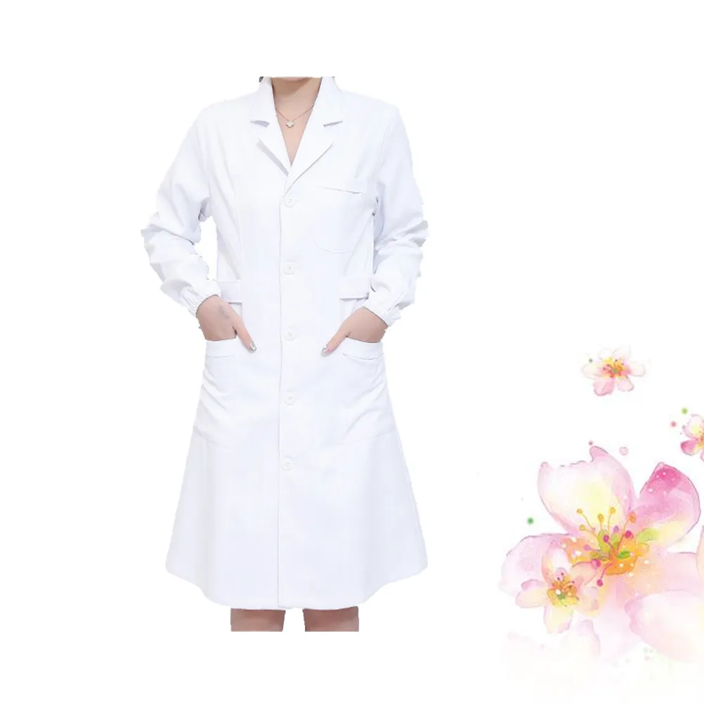 Tenue de travail à manches longues, blanche, pour infirmières, taille M, légère, respirante, vêtements professionnels pour hôpital, clinique, laboratoire