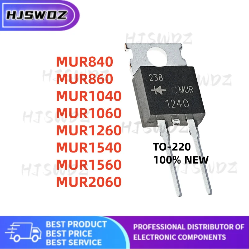 10 unids/lote nuevo MUR1540 MUR1260 MUR1060 MUR860 MUR2060 MUR1560 MUR1040 MUR840 TO-220 diodo de recuperación rápida en Stock