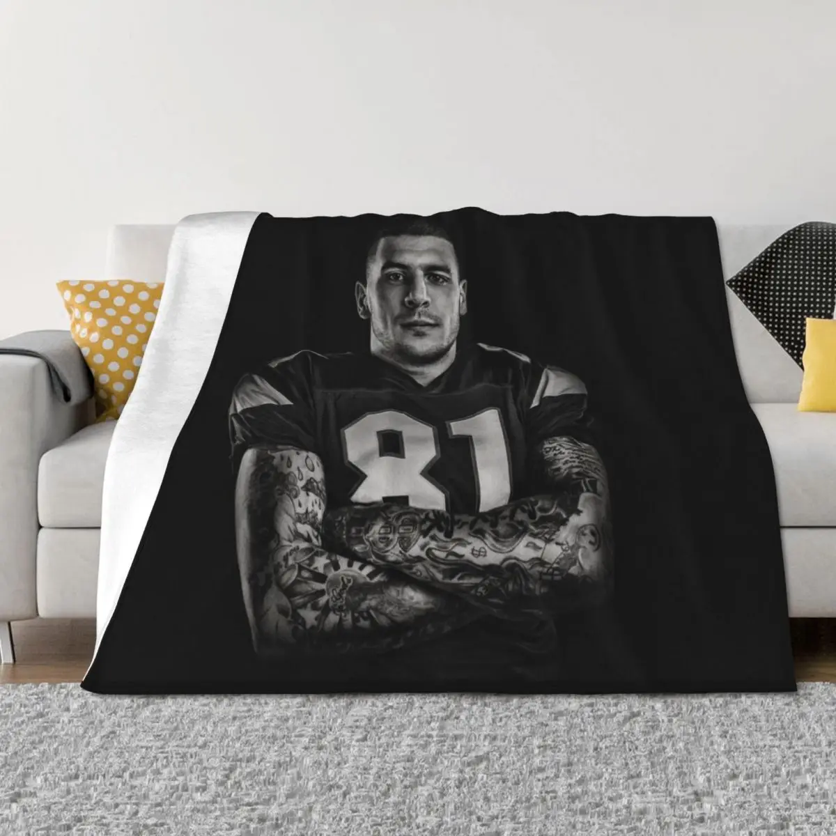 

Aaron Hernandez Throw Blanket Flannel Tourist Thermals For Travel Picnic Blankets