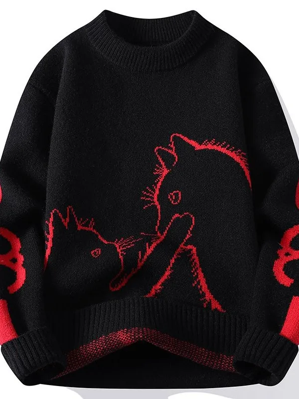 

Утепленный вязаный свитер с длинными рукавами и круглым вырезом для подростков, теплый повседневный топ из смеси полиэстера и нейлона для зимы