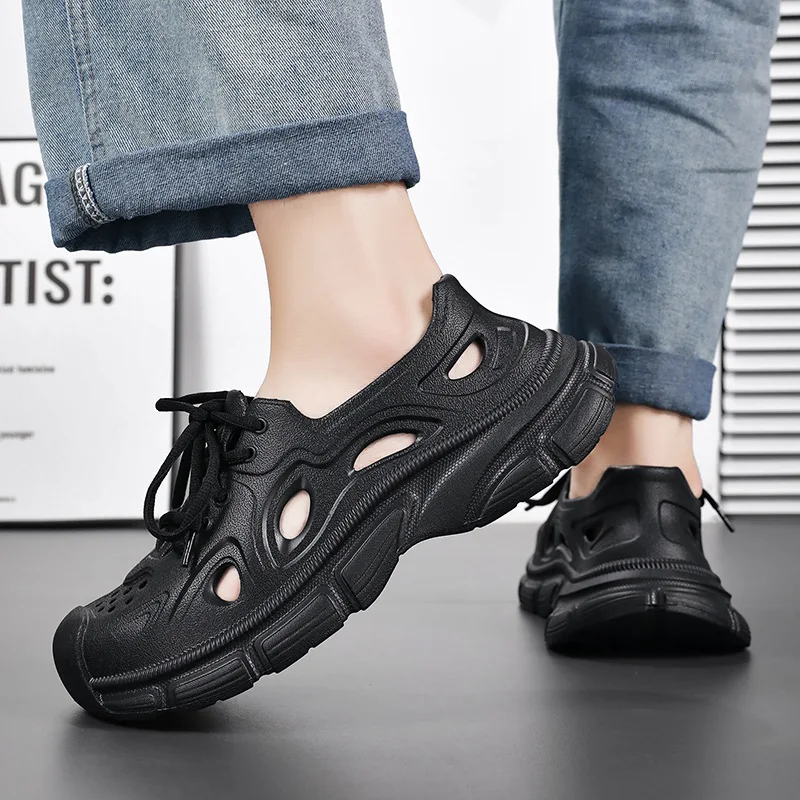 

Весенне-летние мужские сандалии с сетчатыми отверстиями — дышащие крутые тапочки из ЭВА, модная и повседневная пляжная обувь с мягкой подошвой