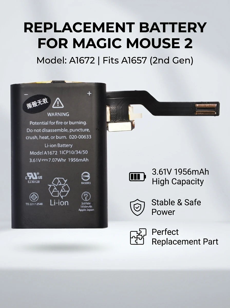 Image of 3,61 V 1956 mAh Ersatzakku A1672 A1657 (2.) für Apple Magic Mouse 2 Wireless 020-00634 020-00633 Teile Zubehör