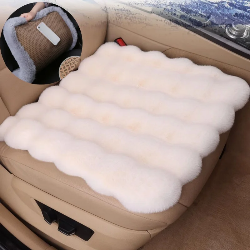 

Universal Non-Slip Car Seat Cushion Plush Thick Car Cover Keep Warm Faux Rabbit Fur Ultra-Soft Auto Chair Protector Car Interior