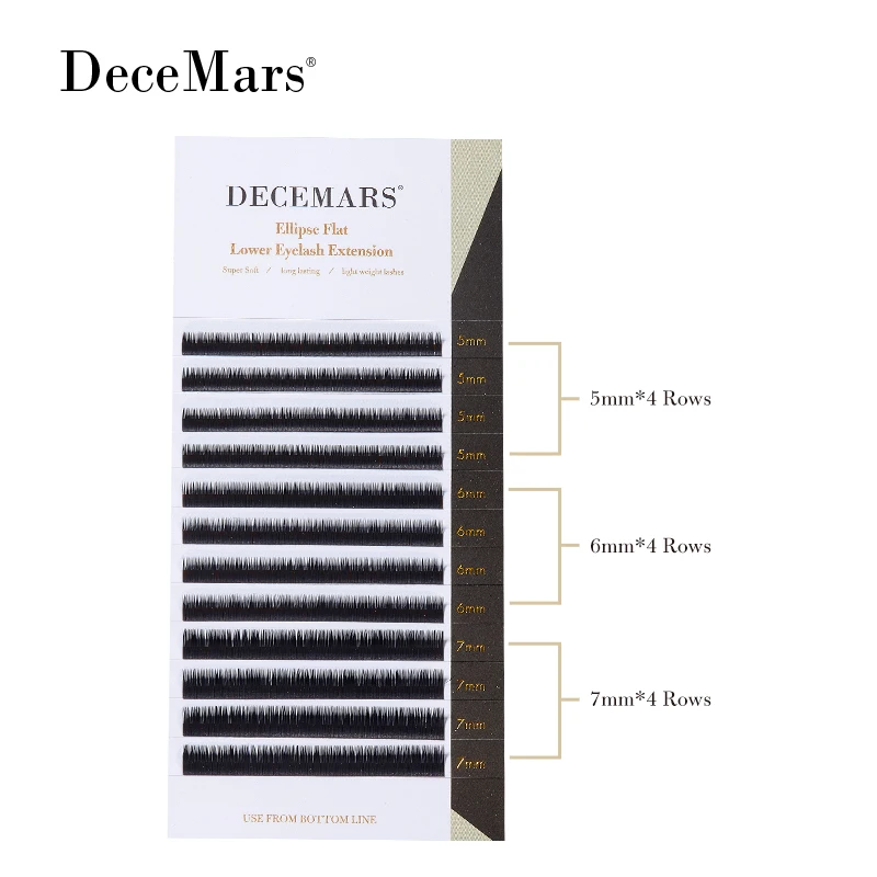 DeceMars Ellipse Flat Lower Eyelash Extension 5mm 6mm 7mm Mix