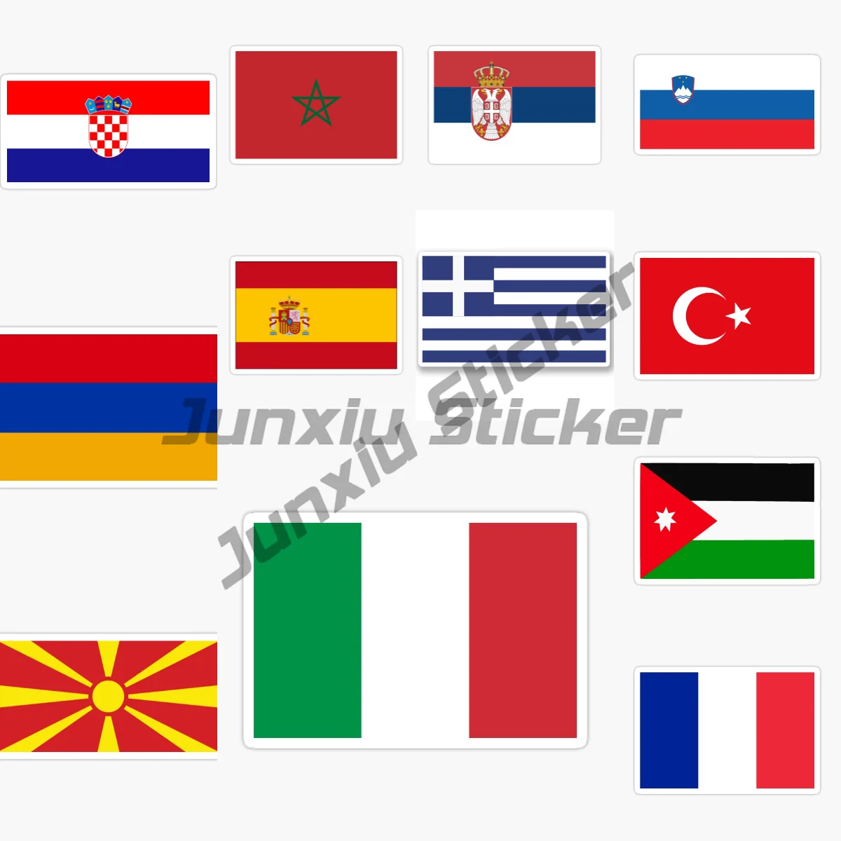 

Rectangular National Flag Car Sticker Greece Albania North Macedonia Bulgaria Türkiye ARMENIA Georgia Serbia Croatia Decal
