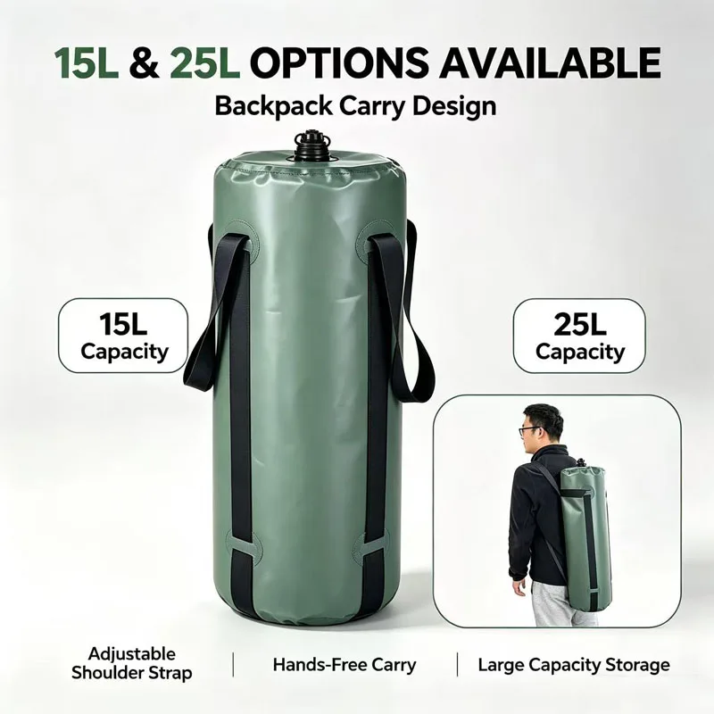 Nouvelle poche à carburant portable/de dos 15/25L, résistante à l'usure et à la corrosion, grande capacité, réservoir de gaz de rechange, conteneur d'eau