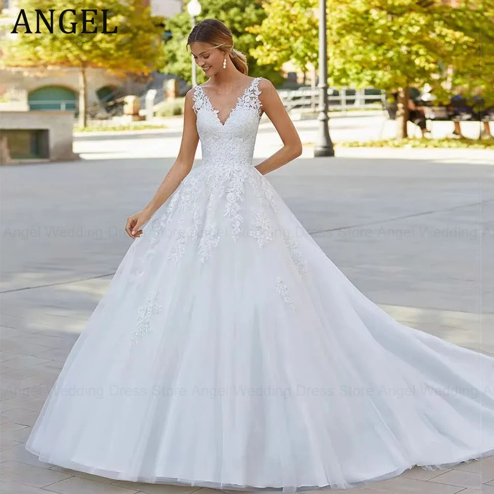 

ANGEL Customized Sexy Wedding Dress For Bride 2026 Backless A-line Bridal Gowns Appliques Sleeveless Sweep Train Robe De Mariée