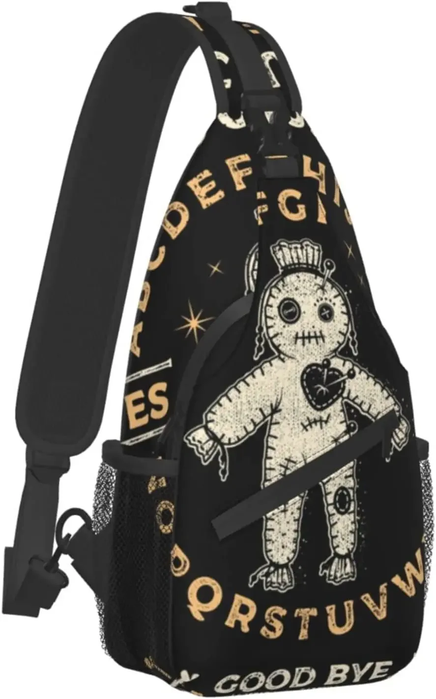 

Casual Sling Backpack Chest Shoulder Ouija Board With A Voodoo Doll Occultism Set Crossbody Backpack Unbalance Gym Bag