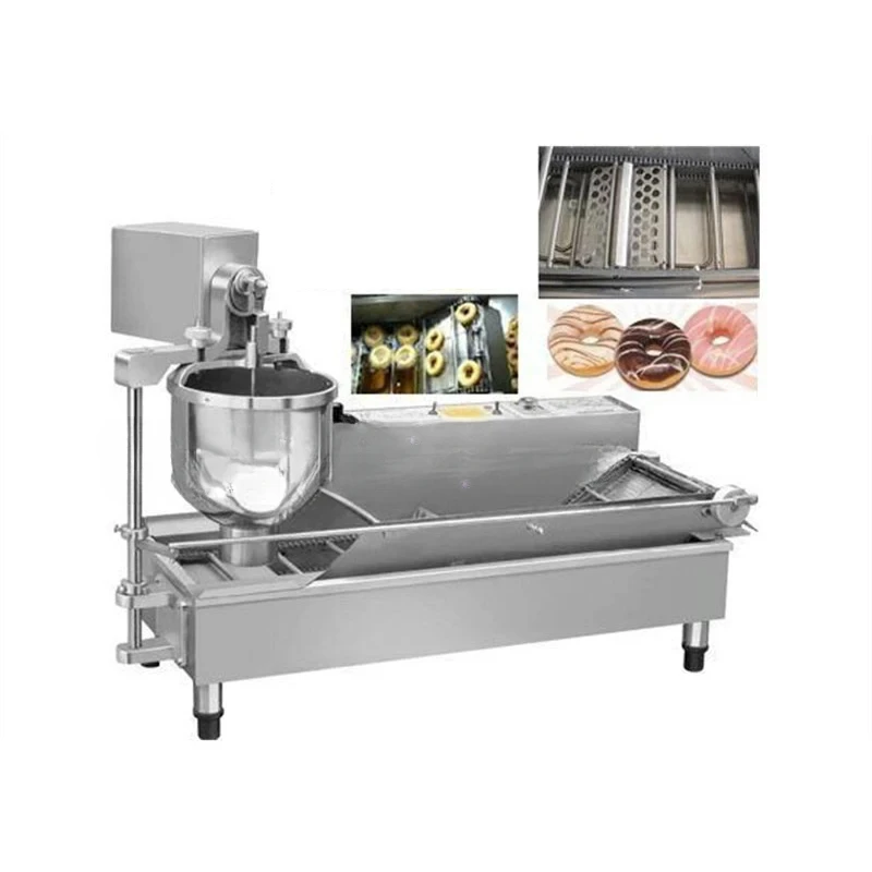 Electric Donut Maker 220V/110V 3KW Large All Stainless Steel Automatic Frying Machine Cake Dessert Fryer Food Baking Commercial