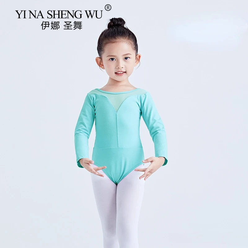 Vêtements de gymnastique pour enfants, jupe de Ballet, justaucorps de danse à manches courtes/longues, en coton