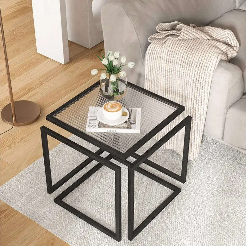 Glass Coffee Table Nordic Light Luxury Figurines Living Room Creative Sofa Modern Side Table Household Simple Bedside Table