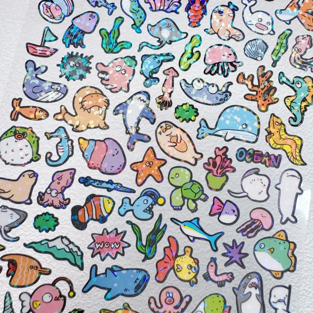 NEKONI Cute Mini Animals Puppy Zoo Cats Laser Stickers Scrapbooking Diy Journal Cute Stationery Sticker School Supplies