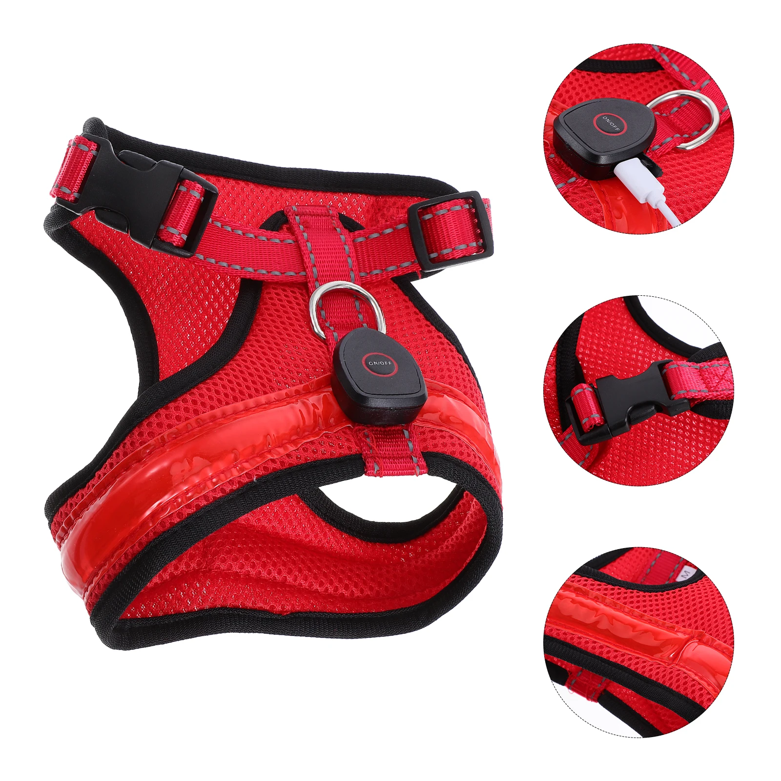 

LED Dog Cloth Glowing Vest Harness Rechargeable Fashion Nylon USB Charging Child