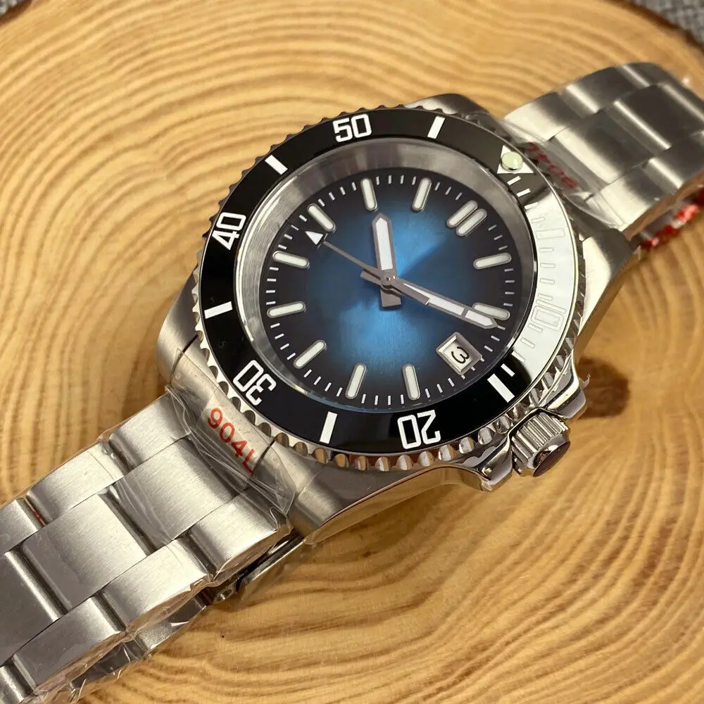 

40MM Diving Tandorio Black Blue Dial NH35A PT5000 Automatic steel solid oyster Men Watches