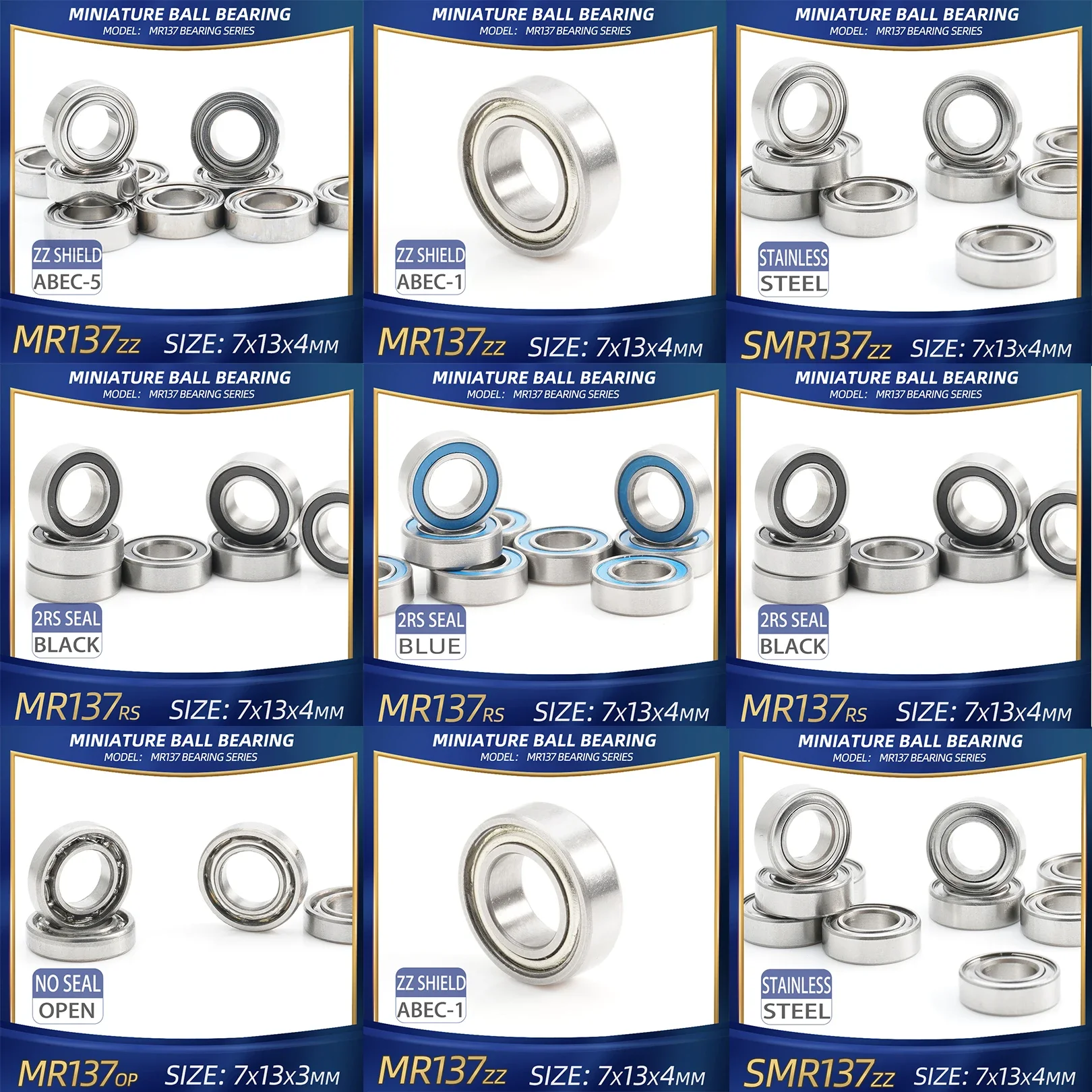 FUSHI MR137 Bearing 7x13x4 MM 10Pcs Stainless Steel ZZ/RS/OPEN For Strong Industrial Motors High Speed Corrosion Resistant