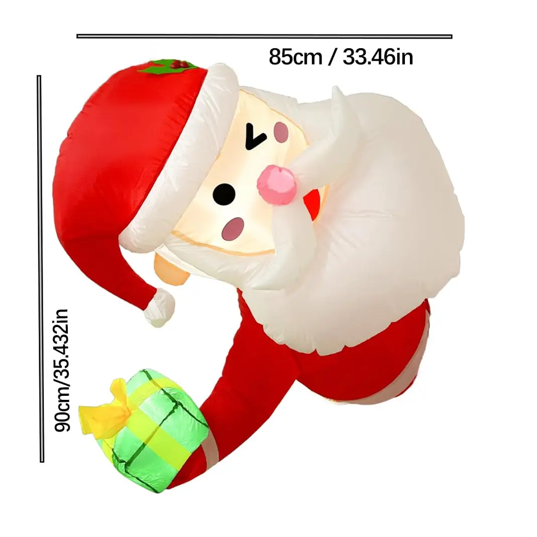 3.5Ft عيد الميلاد نفخ سانتا كلوز يهج من النافذة في الهواء الطلق مع أضواء LED لحديقة فناء ويندوز زينة عيد الميلاد