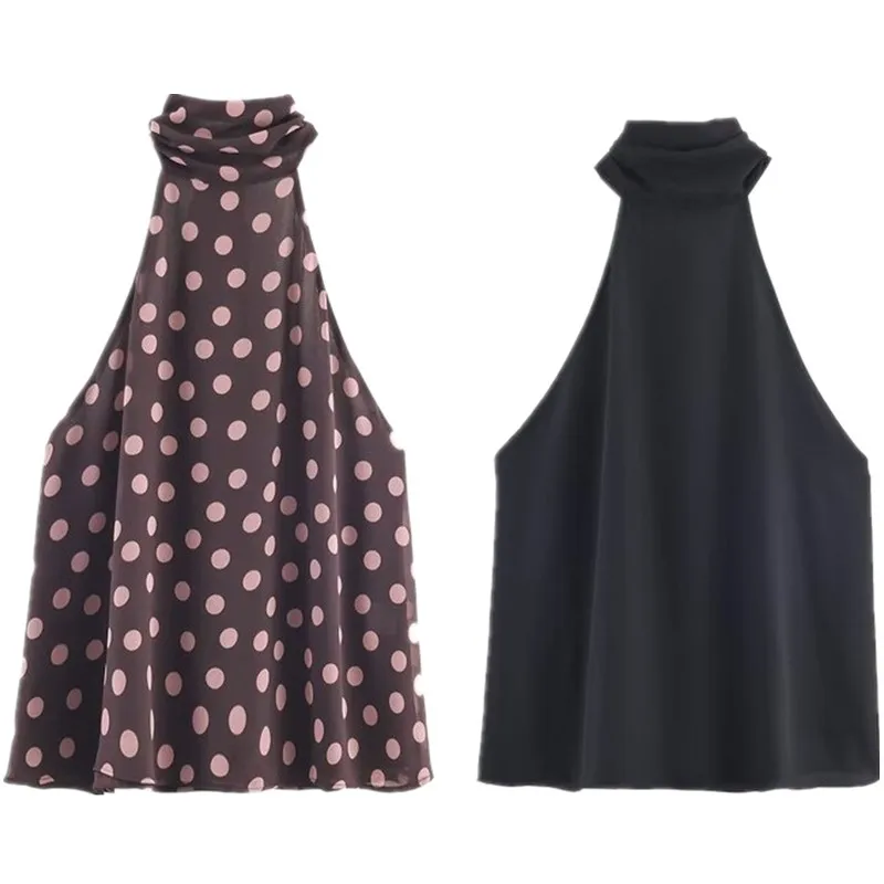 

Women's Fashion Elegant Tanks Knot Neline Top New Arrival 2026 Versatile for Daily Outerwear Looks Polka Dot Pattern Tanks
