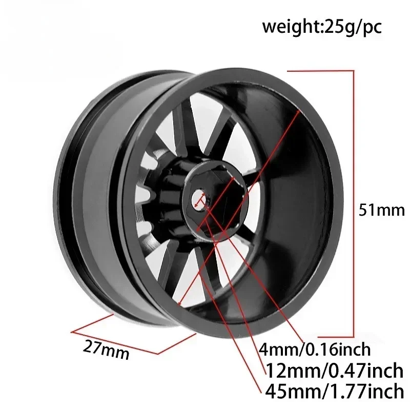 4 pcs 1 Set Aluminum Alloy Metal Whee Rim Fit HPI HSP RC model 1:10 On-Road Racing Car for HSP94123/94122/94103 D4/D3/CS 5Yall