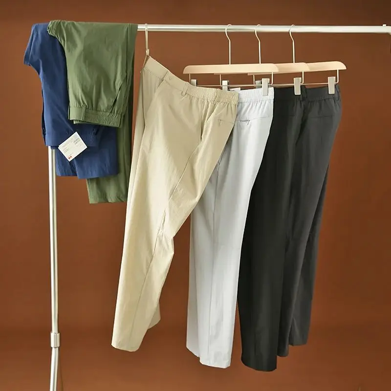 

Удобные эластичные мужские летние тонкие повседневные брюки Qui Dry Moisture ng Slim Fit Faionable Urban Sle Long Trousers